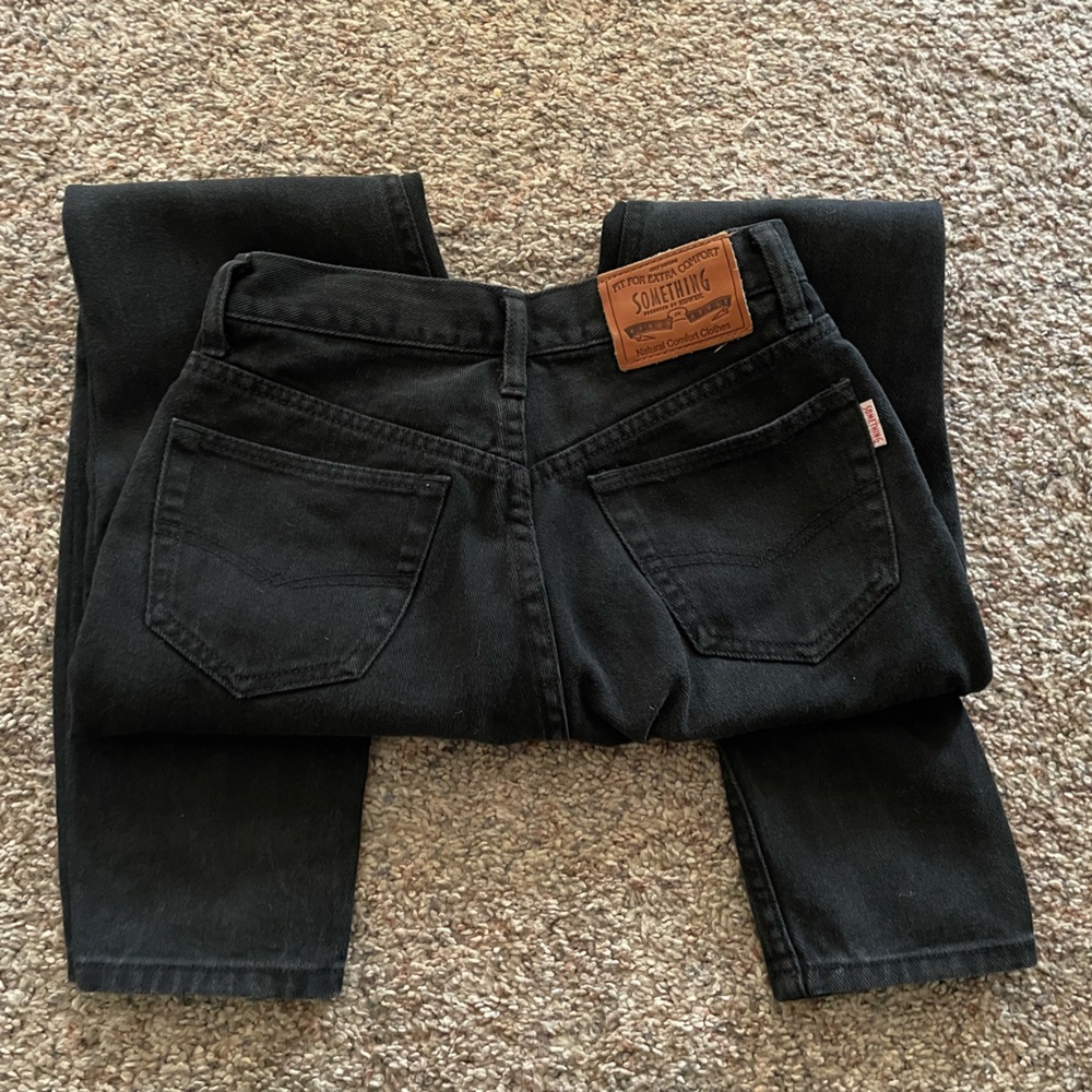 Something Nouveau Produced by Edwin Black Slim Jeans with Leather Patch - Picture 3 of 9